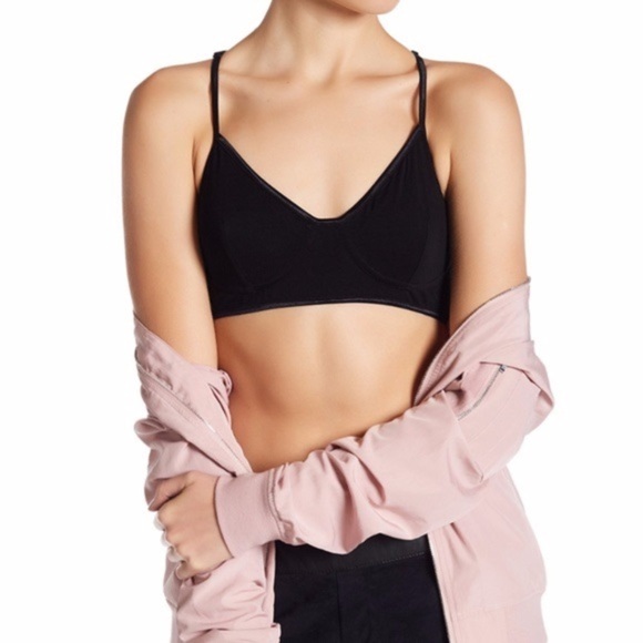 Line + Dot knit black basic wireless wide elastic band T-shirt bralette sz S/XS - Picture 1 of 9